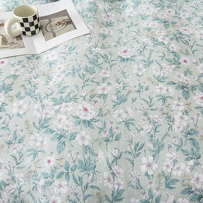 HoneiLife Wildflower Duvet Cover Queen - 100% Cotton Comforter Cover 3-PC, Botanical Bedlinen Set with Zipper Closure & Corner Ties, Floral Comforter Cover Sets, Greenery