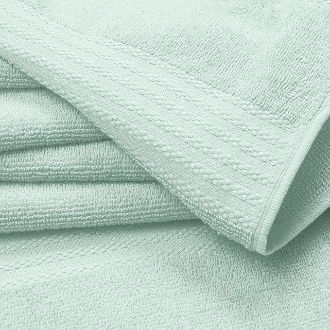 GLAMBURG Ultra Soft 12-Piece Washcloths Set 13x13-100% Ringspun Cotton - Durable & Highly Absorbent Face Towels - Ideal for use in Bathroom, Kitchen, Gym, Spa & General Cleaning - Sea Green