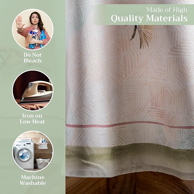 Maison d' Hermine Table Cloth Round Table 100% Cotton 63 Round Inches Tablecloth Reusable Decorative for Dining Room Farmhouse Home Valentines Day Decorations Spring Summer - Flying Birds
