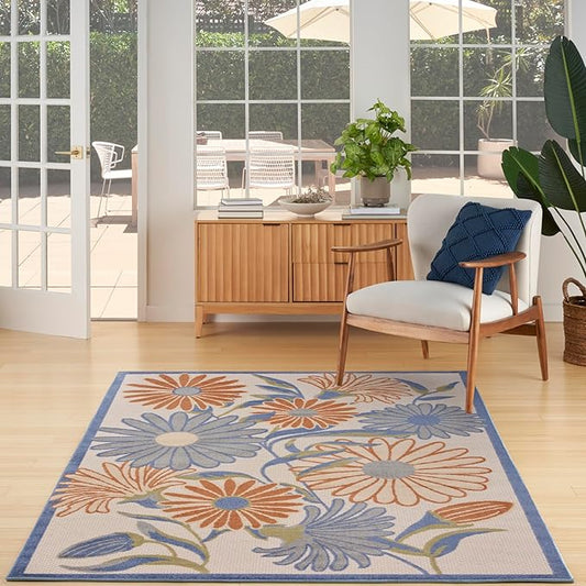 Nourison Home Aloha Beige Multicolor 3'6" x 5'6" Area Rug - Easy Clean, Non Shedding, Bed Room, Living Room, Dining Room, Kitchen (4' x 6')