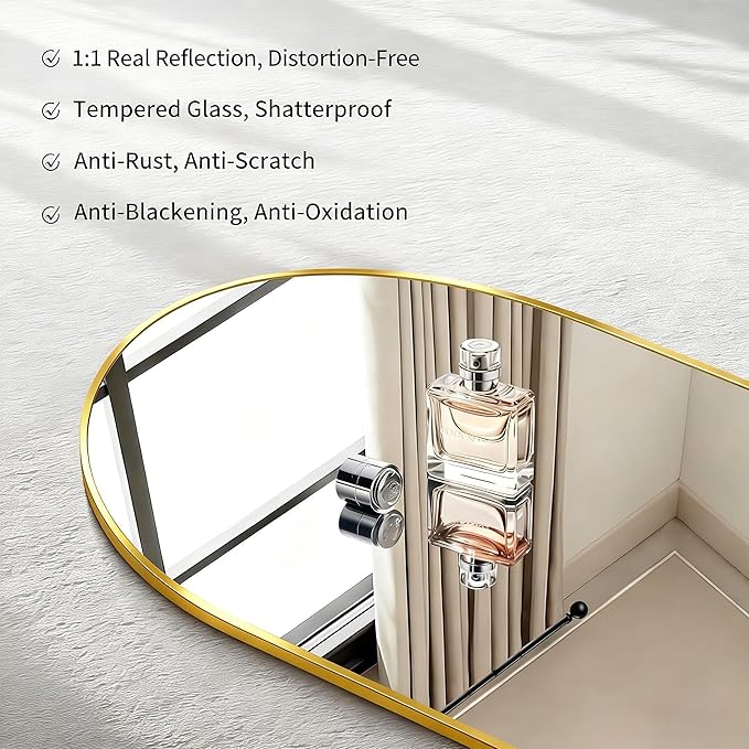 CIRCUMI Arched Wall Mirror, 30"x36" Gold Arched Mirror with Tempered Glass, Metal Frame, Large Size for Bathroom, Living Room,Entryway,Over Sink, Arch Mirror for Decor,Shatterproof&Crystal-Clear