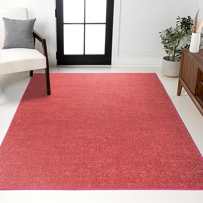 JONATHAN Y Haze Solid Low-Pile Red Indoor Area Rug 9x12, Coastal,Bohemian,Minimalist,Classic, Easy-Cleaning for Living Room,Bedroom,Kitchen,Pet Friendly,Non-Shedding (SEU100E-9)