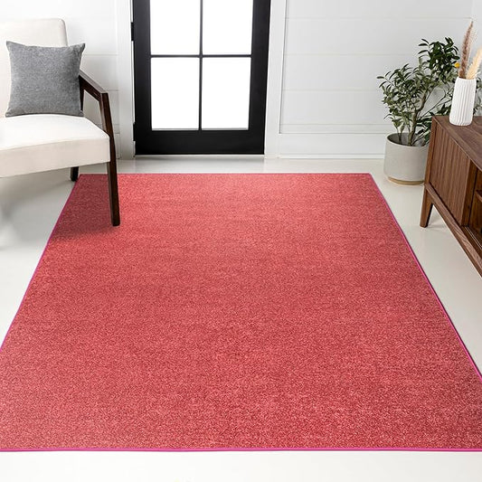 JONATHAN Y Haze Solid Low-Pile Red Indoor Area Rug 9x12, Coastal,Bohemian,Minimalist,Classic, Easy-Cleaning for Living Room,Bedroom,Kitchen,Pet Friendly,Non-Shedding (SEU100E-9)