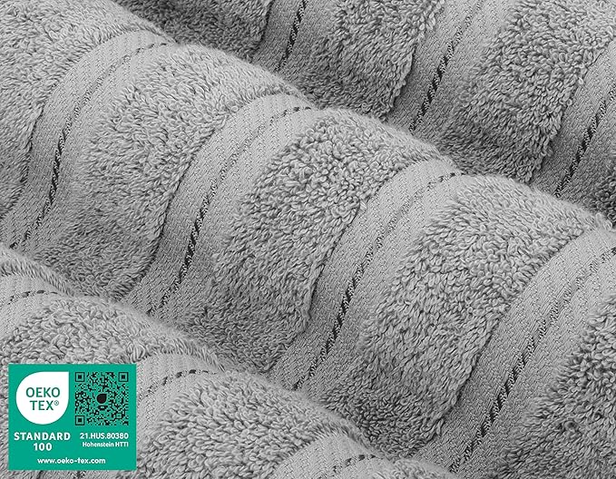 American Soft Linen Luxury 4 Piece Bath Towel Set, 600 GSM 100% Cotton Turkish Bath Towels for Bathroom, 27x54 in Large Bathroom Shower Towels, Light Grey