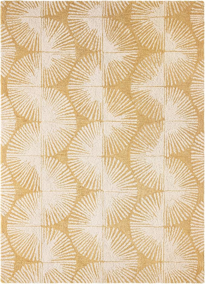 Nicole Miller New York Kendall Fluted Geo Handcrafted Area Rug, 100% Wool Rug, Gold, 9'x12'