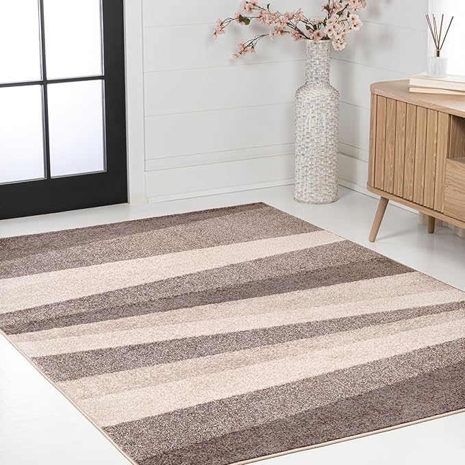 JONATHAN Y Prism Geometric Striped Beige/Brown Indoor Area Rug 3x5, Modern, Coastal, Easy-Cleaning for Living Room, Bedroom, Kitchen, Pet Friendly, Non-Shedding (DZC101C-3)