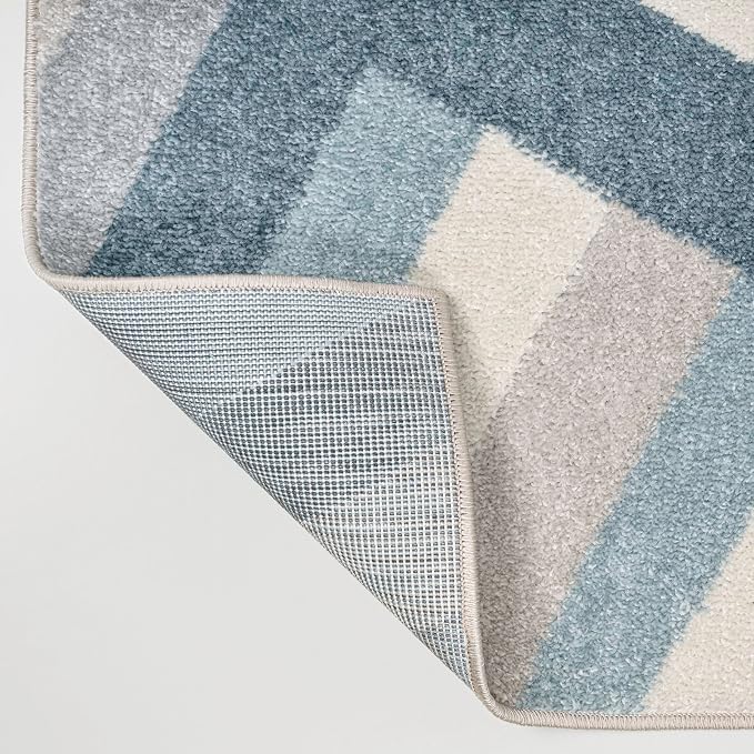 JONATHAN Y Retro Rainbow Stripe Indoor Area Rug 5x8, Blue/Cream/Gray, Contemporary, Casual, Coastal, Easy-Cleaning for Living Room, Bedroom, Kitchen, Pet Friendly, Non-Shedding (DZC102B-5)