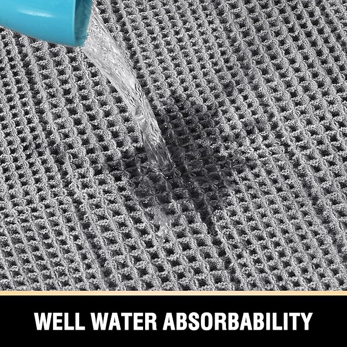 H.VERSAILTEX Waffle Bath Mat Super Absorbent Bathroom Mats Non Slip Bath Rugs for Bathroom Floor Machine Washable Ultra Soft Bathroom Rugs for Beside Tub, (32 x 20 Plus 24 x 17 - Inches, Dove)