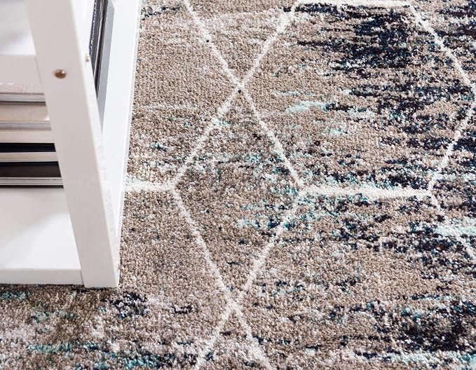 Unique Loom Trellis Frieze Collection Area Rug - Geometric (8' x 10', Blue Multi/ Ivory)