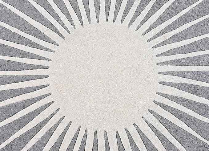 Modern Round Area Rug – Hand-Tufted with 100% NZ Wool, Thick & Soft Circular Carpet for Living Room, Bedroom & Dining Room Decor (Grey, 4' Round)