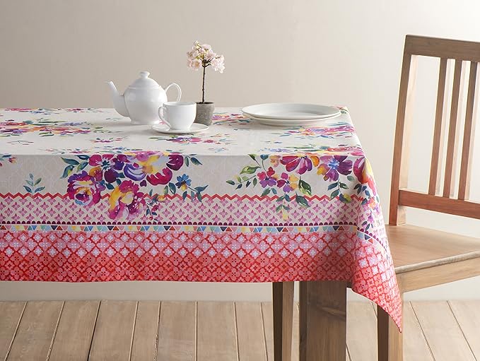 Maison d' Hermine Table Cloth Rectangle Table 100% Cotton 60 x 90 Inches Tablecloth Reusable Decorative for Dining Room Farmhouse Home Valentines Day Decorations Spring Summer - Rose Garden