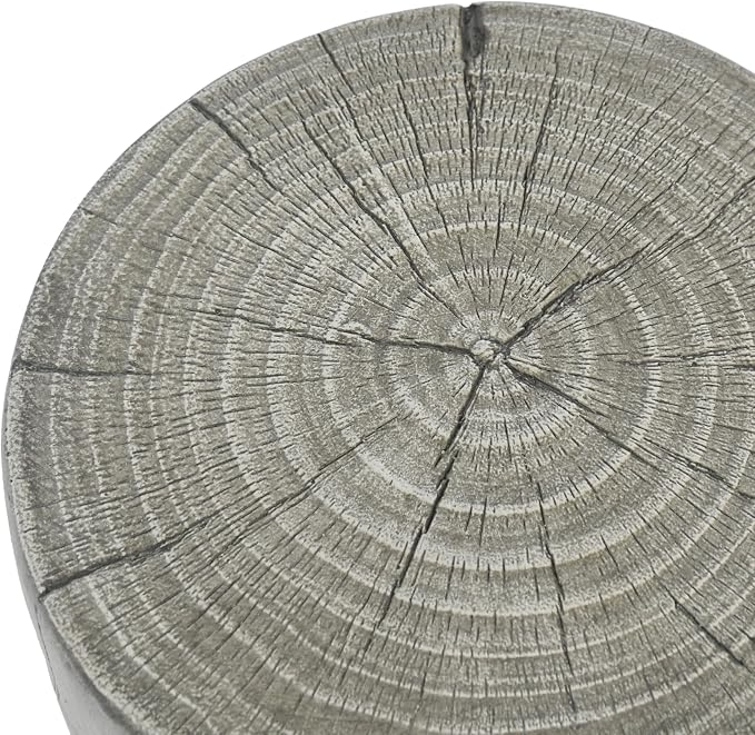 ø11.6'' Side Table End Table for Living Room, Modern Farmhouse Countryside Style, Magnesium Oxide & Lightweight Concrete Material for Indoor & Outdoor, No Assembly, Wood Grain, Gray