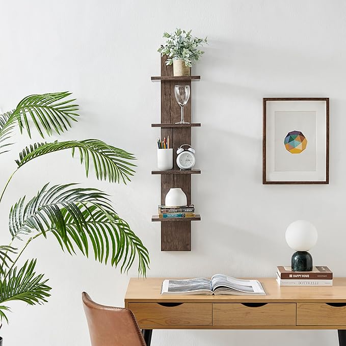 Danya B. Arica Utility Column 4-Tier Spine Wall Mount Shelves (Hickory)