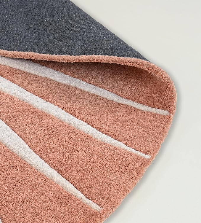 Modern Round Area Rug – Hand-Tufted with 100% NZ Wool, Thick & Soft Circular Carpet for Living Room, Bedroom & Dining Room Decor (Soft Pink, 5' Round)