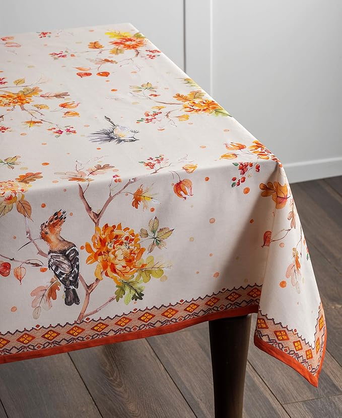 Maison d' Hermine Table Cloth Rectangle Table 100% Cotton 60 x 120 Inches Fall Tablecloth Reusable Everyday Use for Thanksgiving Christmas Decorations Dining Farmhouse Party (Kelim - Prairie)