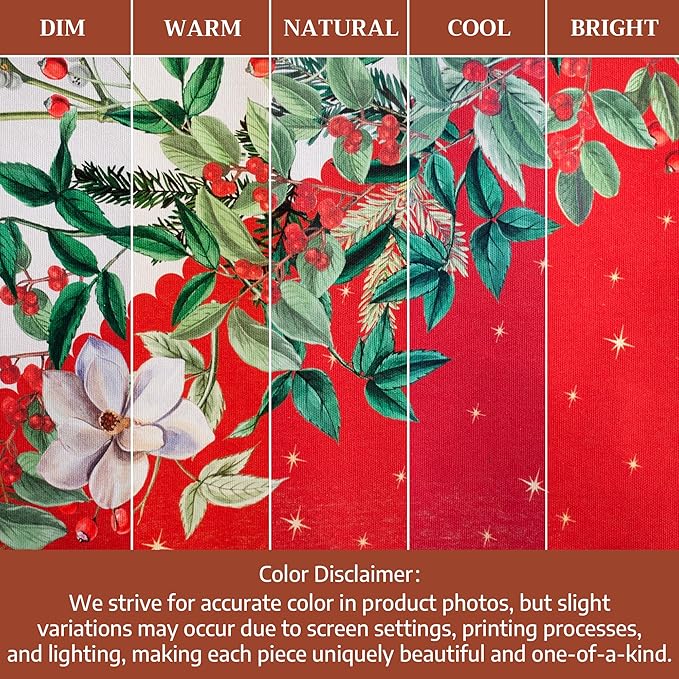 Maison d' Hermine Table Cloth Square Table 100% Cotton 54 x 54 Inches Fall Tablecloth Reusable Everyday Use for Thanksgiving Christmas Decorations Dining Farmhouse Party (Noel)