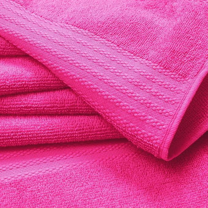 GLAMBURG Premium Cotton Oversized 2 Pack Bath Sheet 35x70-100% Pure Cotton - Ideal for Everyday use - Ultra Soft & Highly Absorbent - Machine Washable – Hot Pink