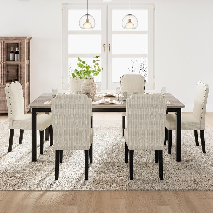 Garvee 78.7 Inch Industrial Dining Table for 6-8 People, Large Dinner Kitchen Tables with Sturdy Metal Frame, Multi-Use for Dining Room Living Room Indoor Restaurant Office Desk (Only Table)