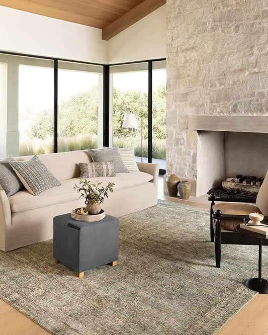 Loloi Amber Lewis Morgan Collection MOG-04 Sea/Sage 7'-3" x 9'-3" 38" Thick Area Rug feat. CloudPile, Neutral, Room Décor, Vintage Inspired, Livingroom, Bedroom, Dining Area