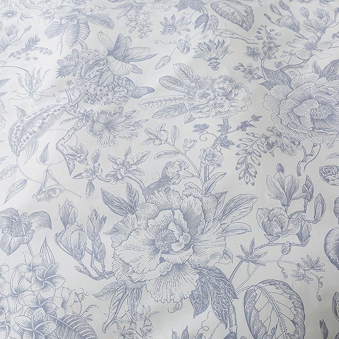 HoneiLife Queen Duvet Cover Set - 100% Cotton Comforter Cover Floral Duvet Cover Sets,Soft & Breathable Duvet Cover with Zipper Closure and Corner Ties,3pcs Wildflower Comforter Cover Sets-Herbs