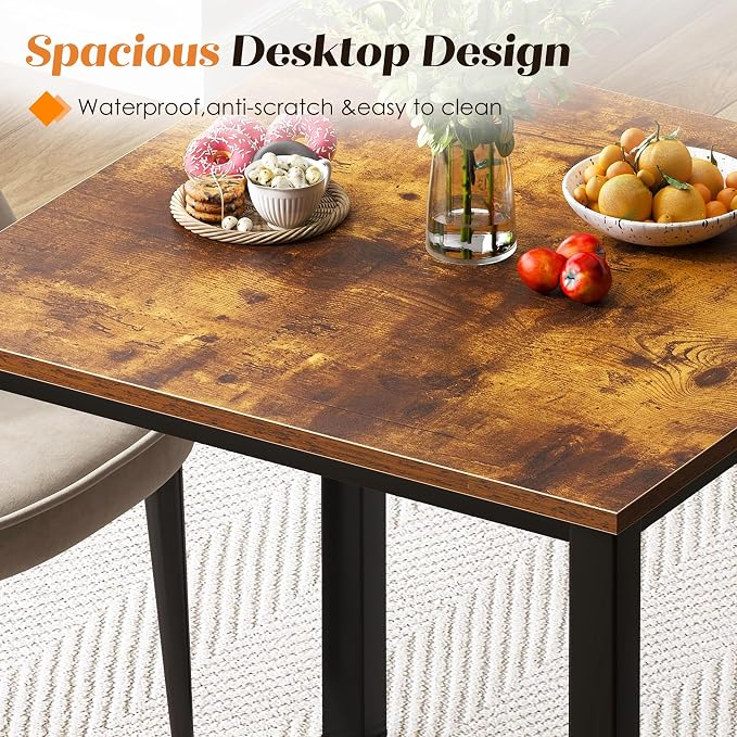DlandHome Small Computer Desk for Home Office Table Writing Table for Small Spaces Study Table Laptop Desk 31.5x23.6 Inch, Retro