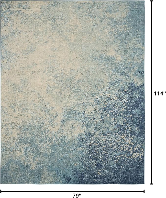 Nourison Home Passion Navy/Light Blue 6'7'' x 9'6'' Area-Rug, Modern, Abstract, Easy-Cleaning, Non Shedding, Bed Room, Living Room, Dining Room, Kitchen, (7' x 10')