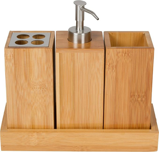 Bath Set Bath Caddy - 100% Natural Bamboo - By Trademark Innovations