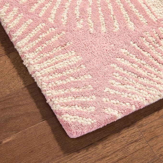 Nicole Miller New York Kendall Fluted Geo Handcrafted Area Rug, 100% Wool Rug, Rose, 6'x9'