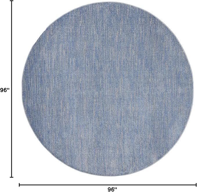 Nourison Home Nourison Essentials Blue Grey 8' x Round Area Rug - Easy Clean, Non Shedding, Bed Room, Living Room, Dining Room, Kitchen (8' x Round)