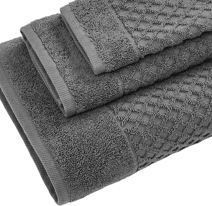 Great Bay Home Dark Grey Face Washcloth - 100% Cotton - Absorbent, Durable, Quick-Dry Face Towel for Bathrooms (Dark Grey, 13" x 13")