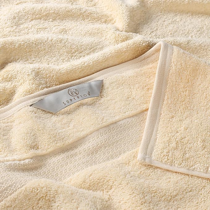 Superior Heritage Egyptian Cotton Bath Towel Set, Large Body Towels for Home Bathroom, Master, Guest Bath Decor, Plush, Absorbent Basics, Spa, Hotel, Resort, Luxury Essentials, Set of 4, Canary
