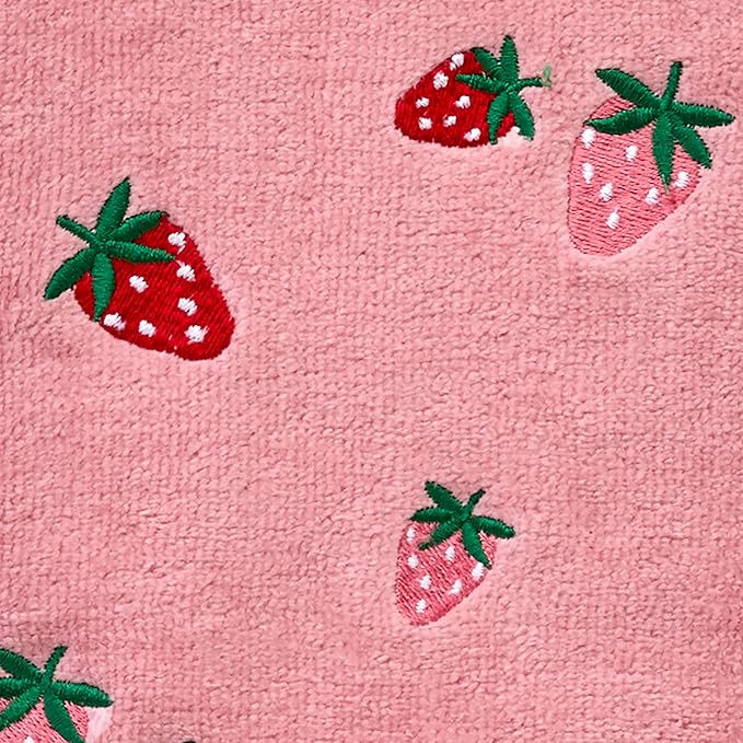 SKL Home Strawberry Toss 100% Cotton Embroidered 2pc Hand Towel Set, Decorative for Bath/Kitchen/Bar & Gift, Pink