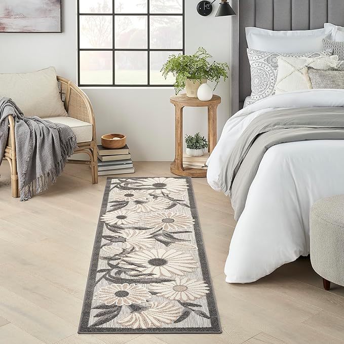 Nourison Home Aloha Beige 2' x 6' Area Rug - Easy Clean, Non Shedding, Bed Room, Living Room, Dining Room, Kitchen (6' Runner)