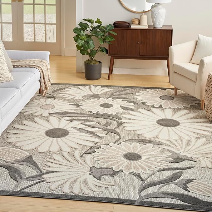 Nourison Home Aloha Beige 7'10" x 10'6" Area Rug - Easy Clean, Non Shedding, Bed Room, Living Room, Dining Room, Kitchen (8' x 11')