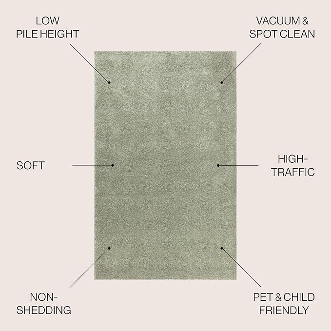 JONATHAN Y Haze Solid Low-Pile Green 9x9 Square Indoor Area Rug, Coastal,Bohemian,Minimalist,Classic, Easy-Cleaning for Living Room,Bedroom,Kitchen,Pet Friendly,Non-Shedding (SEU100O-9SQ)
