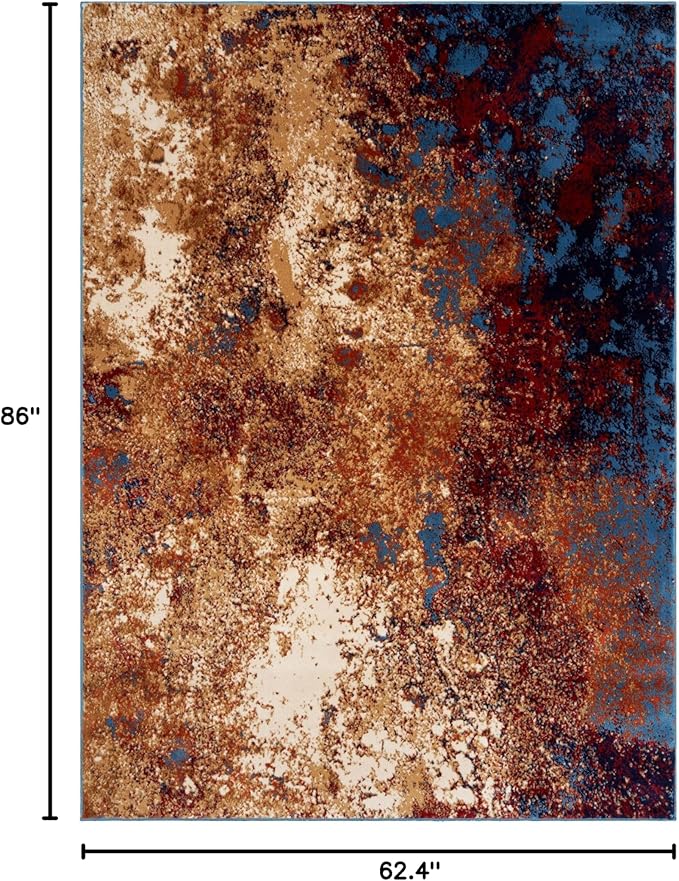 LUXE WEAVERS Modern Splatter Abstract Area Rug, Blue 5x7