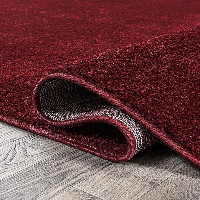 JONATHAN Y Haze Solid Low-Pile Dark Red Runner Rug 2x14, Coastal,Bohemian,Minimalist,Classic, Easy-Cleaning for Living Room,Bedroom,Kitchen,Pet Friendly,Non-Shedding (SEU100Q-214)