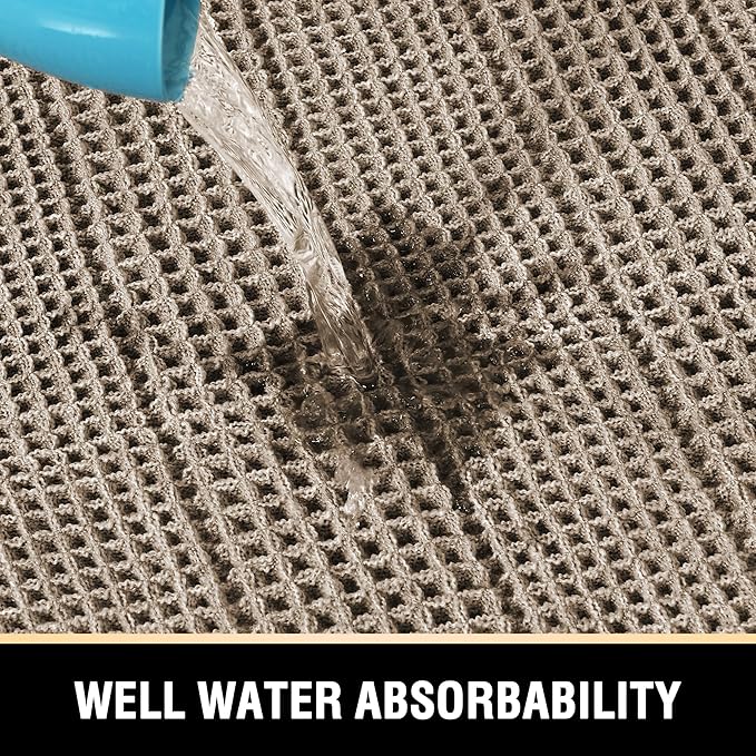H.VERSAILTEX Upgraded Waffle Runner Rug Super Absorbent Non Slip Bath Rugs for Beside Tub, 24" x 72", Irish Cream