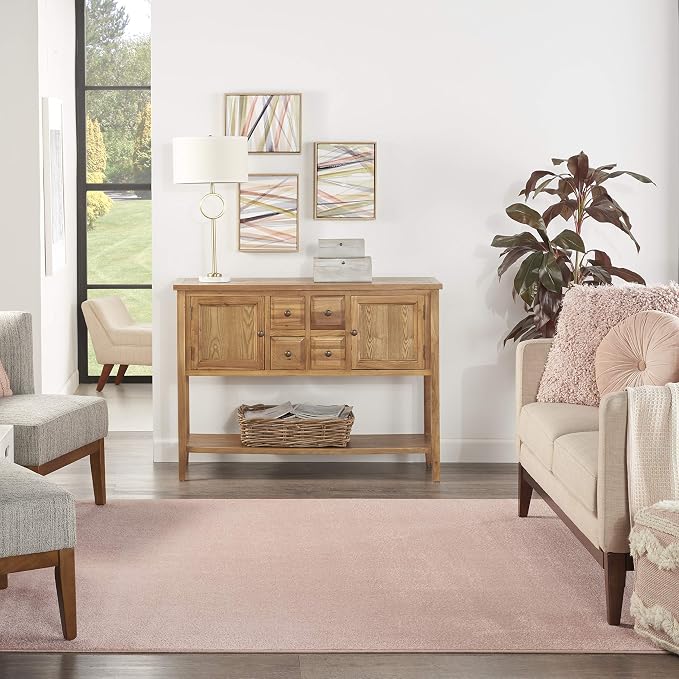 Nourison Home Nourison Essentials Pink 7' x Square Area Rug - Easy Clean, Non Shedding, Bed Room, Living Room, Dining Room, Kitchen (7' x Square)