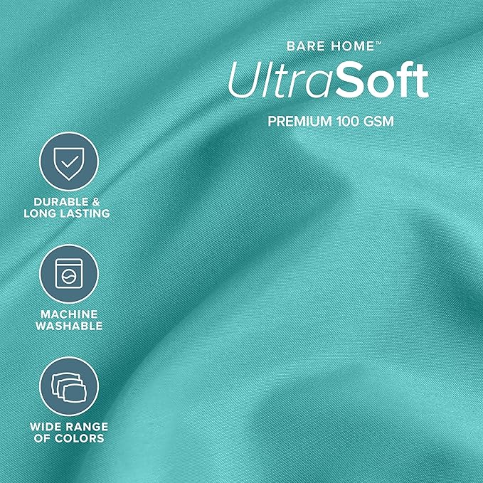Bare Home King Sheet Set - 1800 Ultra-Soft Microfiber King Bed Sheets - Double Brushed - Deep Pockets - Easy Fit - 4 Piece Set - Bedding Sheets & Pillowcases (King, Turquoise)