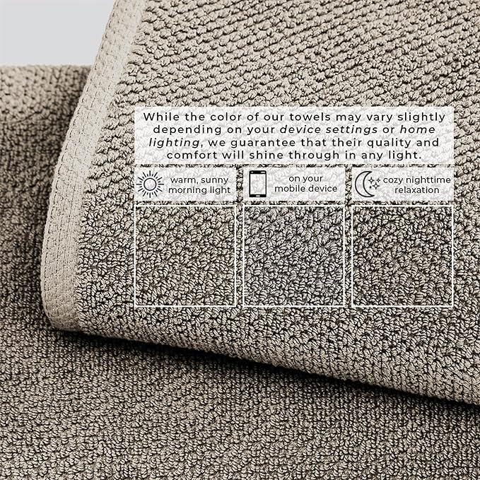 Great Bay Home 100% Cotton 4 Pack 54x27 Bath Towel Set - Absorbent, Quick-Drying, Durable Towels for Bathroom Decor - Low-Twist, Two-Ply Fibers (Dark Grey)