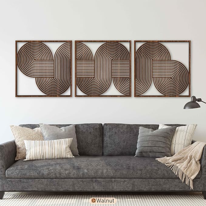 Extra Large Wooden Wall Art, Endless Flow Wood Wall Decor for Mid Century Modern Interiors, Abstract Geometric Wall Hanging, Home Gifts for Living Room and Bedroom