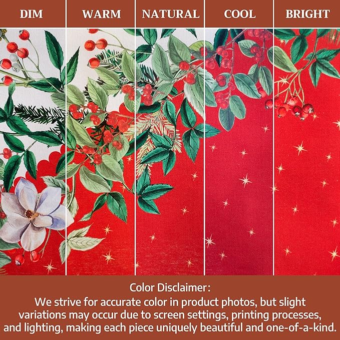 Maison d' Hermine Table Cloth Round Table 100% Cotton 63 Inches Fall Tablecloth Reusable Everyday Use for Thanksgiving Christmas Decorations Dining Farmhouse Party (Noel)