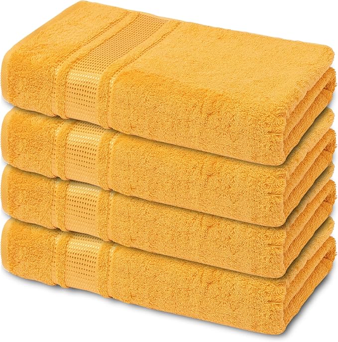 Melissa Linen Luxury Fingertip Towels (4-Pack) – 100% Genuine Turkish Cotton – Highly Absorbent & Soft Small Hand Towels for Bathroom, Face & Gym – 12 x 18 inches, Honey Yellow