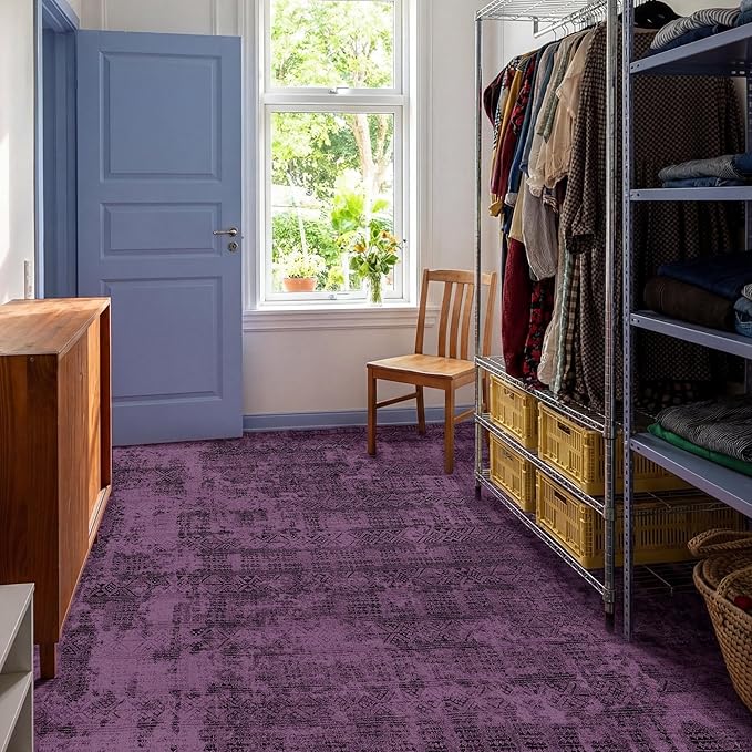 Kokia Abstract 8x10 Area Rugs Living Room Washable Low Pile Non-Slip Indoor Decor Purple Carpet Foldable Stain Resistant Ombre Rugs Bedroom Dining Room, Oslo Plum