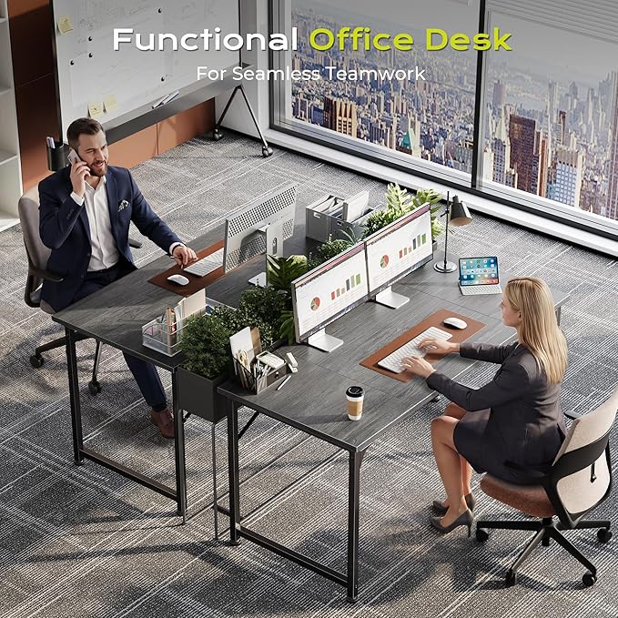 PRAISUN 47 Inch Computer Desk, Home Office Desk with Spacious Desktop, Modern Gaming Desk, Writing Study Table for Bedroom, Small Spaces, Work from Home Desk with Metal Frame, Grey