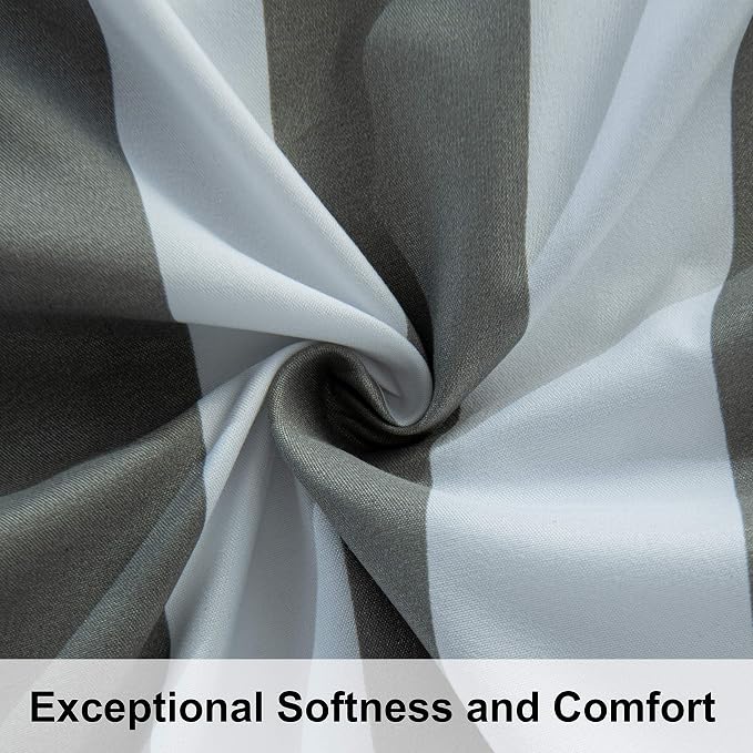 NTBAY 2 Pieces 100% Brushed Microfiber Striped Duvet Cover Set for Kids, Super Soft Smoke Grey and White Reversible Design Zipper Comforter Cover with Ties and Pillow Sham (Twin/Twin XL, Stripe)
