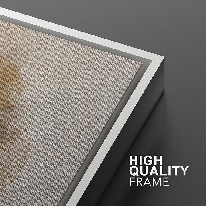 IDEA4WALL Framed Canvas Print Wall Art Set Misty Forest Tree Landscape Neutral Brown and Black Illustrations Modern Art Decorative Calm/Zen for Living Room, Bedroom, Office - 16"x24"x2 White