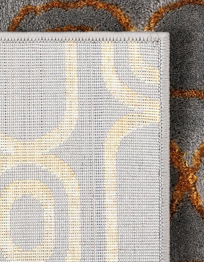 Rugs.com - Vogue Geo Rug – 10' x 13' 1 Gray and Gold Modern Textured Pile Area Rug – Stain Resistant and Easy to Clean, Perfect for Living Rooms, Bedrooms, and Dining Rooms