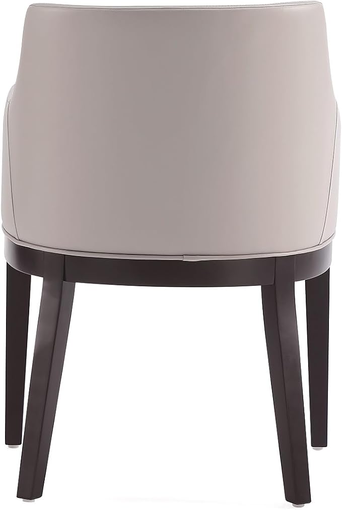Manhattan Comfort Gansevoort Modern Faux Leather Dining Chair with Arms, Leatherette Upholstery on Solid Beech Wood Frame, Accent Furniture for Kitchen Table or Office, Set of 1, Light Grey